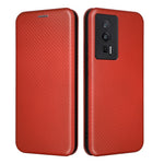 Phone Case for Xiaomi Poco F5 Pro 5G / Redmi K60 Pro 5G / K60 5G Card Slot PU Leather Magnetic Auto-absorbed Stand Carbon Fiber Texture Phone Cover