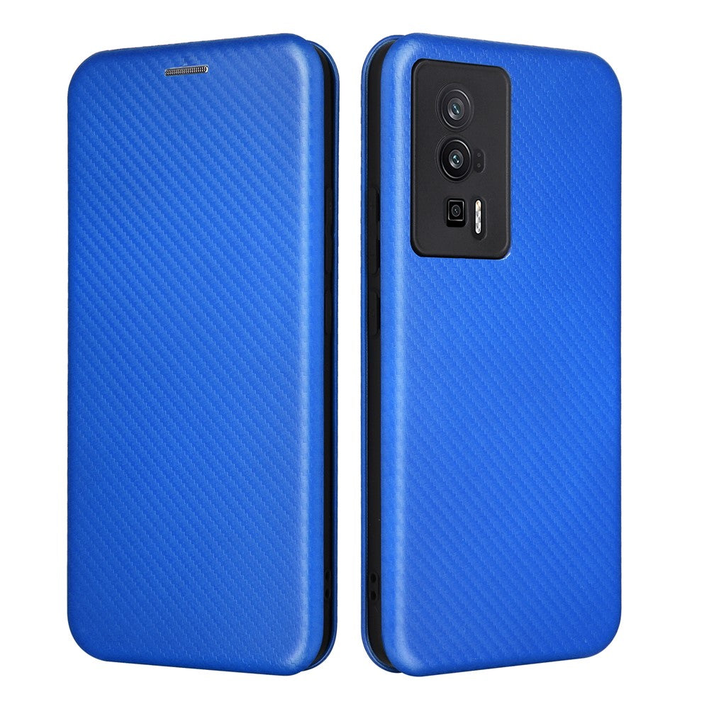 Phone Case for Xiaomi Poco F5 Pro 5G / Redmi K60 Pro 5G / K60 5G Card Slot PU Leather Magnetic Auto-absorbed Stand Carbon Fiber Texture Phone Cover