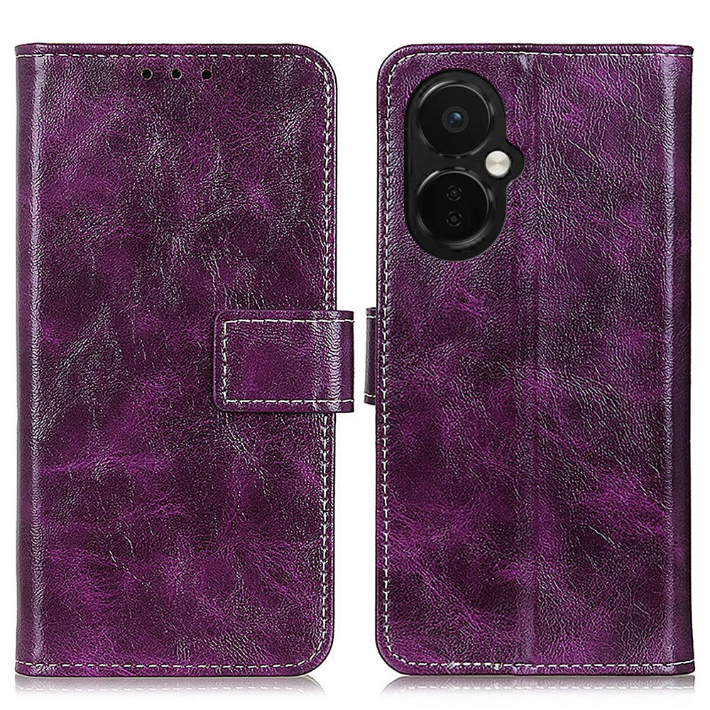 OnePlus Nord CE 3 Lite 5G / Nord N30 5G mobilstativ PU-läder Retro Crazy Horse Texture Plånboksfodral