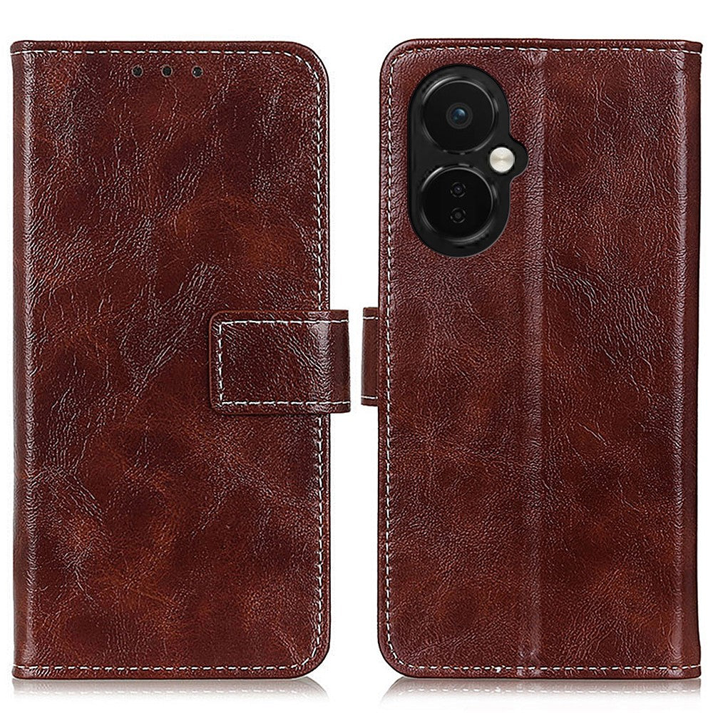 OnePlus Nord CE 3 Lite 5G / Nord N30 5G mobilstativ PU-läder Retro Crazy Horse Texture Plånboksfodral