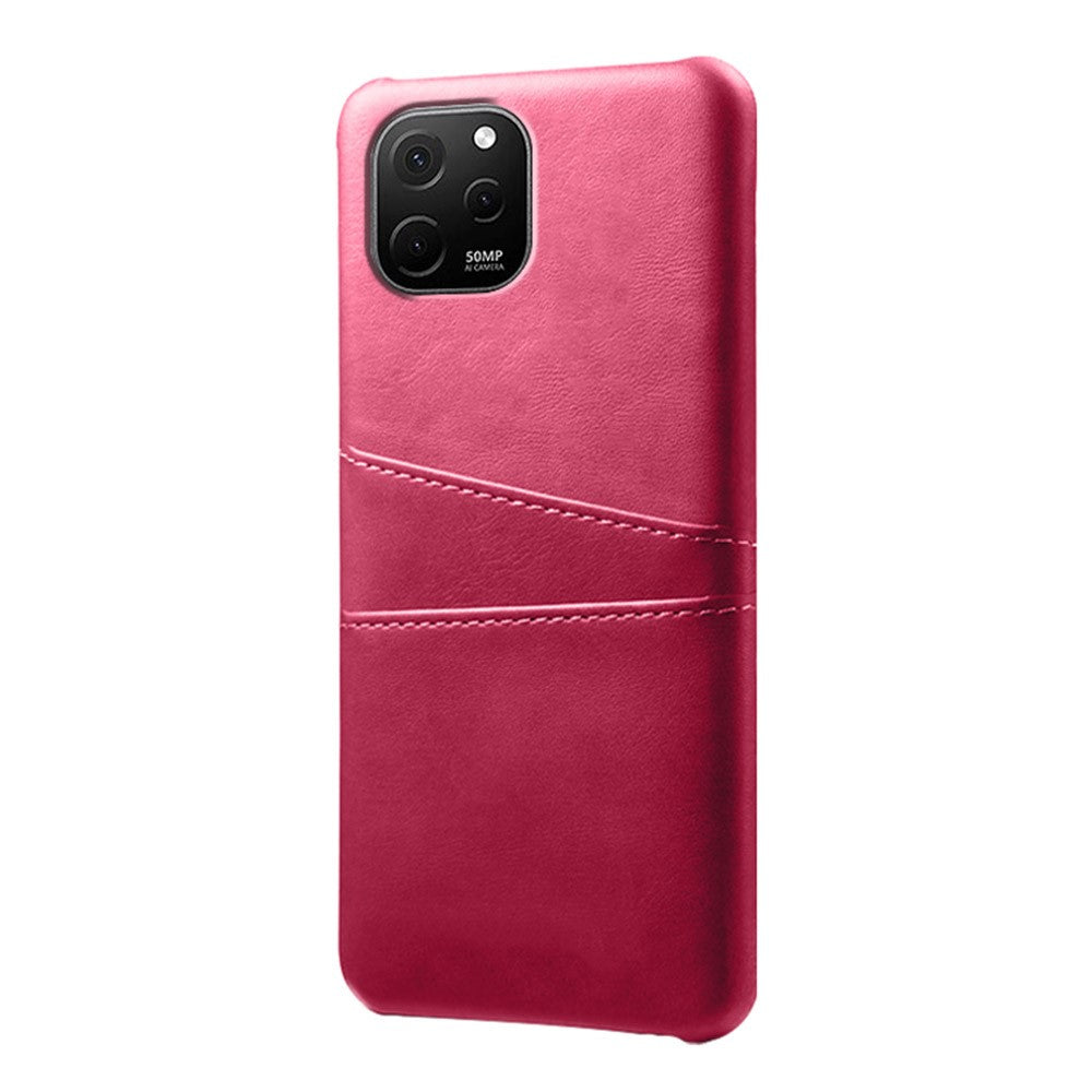 Huawei Nova Y61 4G Dubbla Kortplatser mobil Baksida PC + PU Läder mobilskal Skal