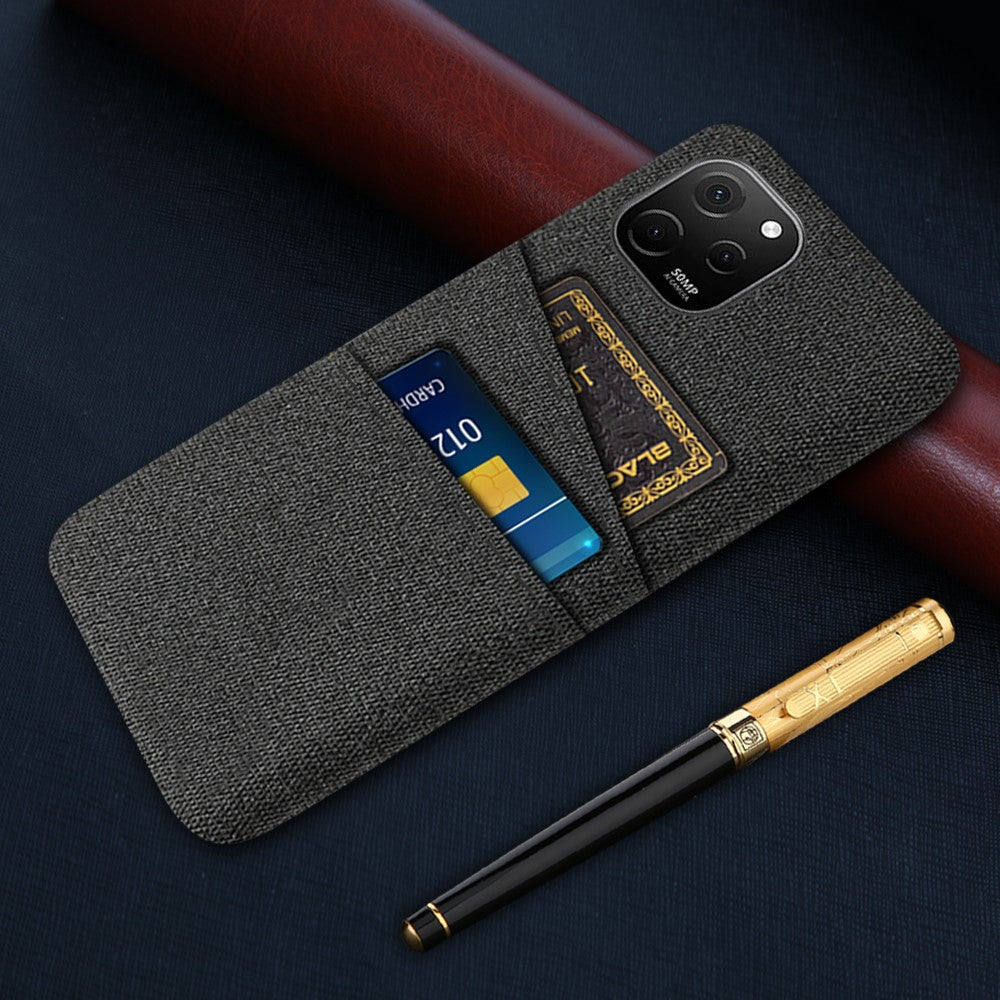 For Huawei nova Y61 4G Anti-Dust Cloth Texture Phone Back Cover Cellphone Protective Case with 2 Card Slots