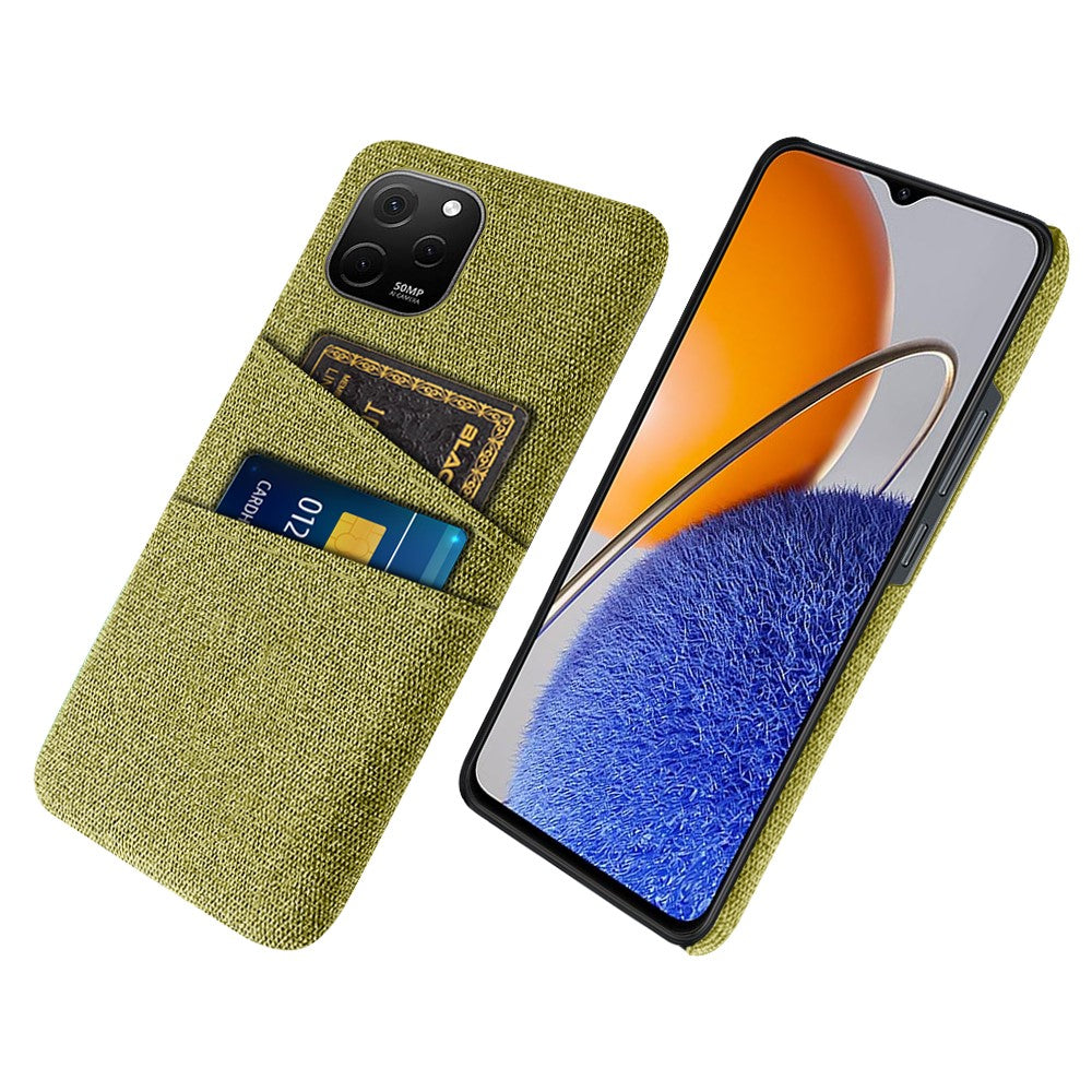 Huawei Nova Y61 4G, dammtät tygstruktur, baksida, mobilmobilskyddsskal med 2 kortplatser