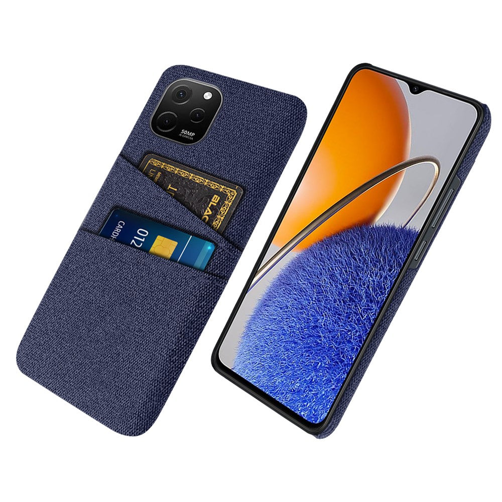 Huawei Nova Y61 4G, dammtät tygstruktur, baksida, mobilmobilskyddsskal med 2 kortplatser