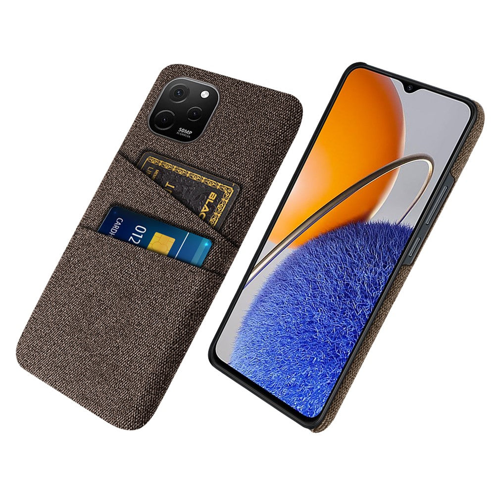 For Huawei nova Y61 4G Anti-Dust Cloth Texture Phone Back Cover Cellphone Protective Case with 2 Card Slots