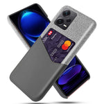 For Xiaomi Redmi Note 12 Pro+ 5G Card Holder Cloth Texture Phone Case PU Leather Coated Hard PC Phone Cover