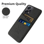 Xiaomi Redmi Note 12 Pro+ 5G Tygtextur mobil Baksida Slim-Fit Mobilmobilskyddsskal med 2 Kortplatser
