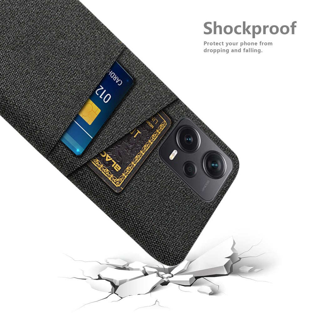 Xiaomi Redmi Note 12 Pro+ 5G Tygtextur mobil Baksida Slim-Fit Mobilmobilskyddsskal med 2 Kortplatser