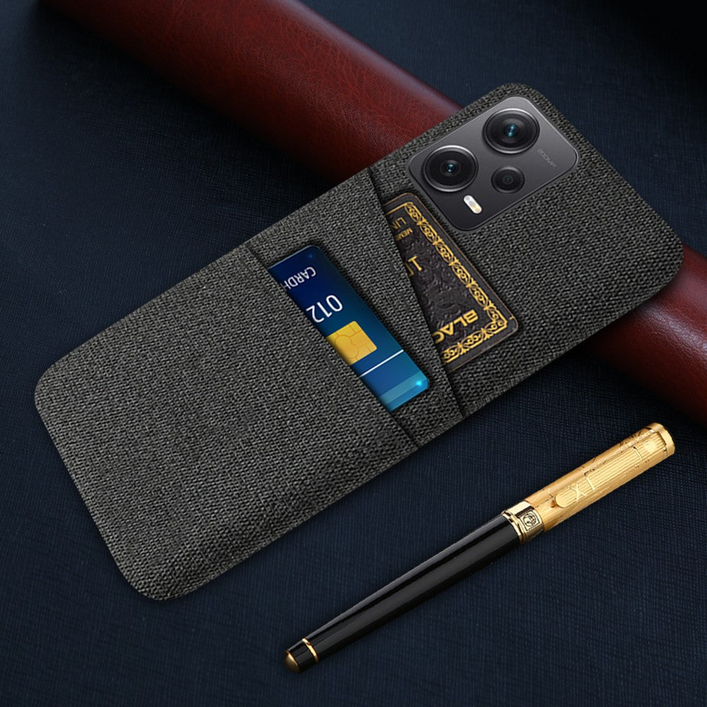 Xiaomi Redmi Note 12 Pro+ 5G Tygtextur mobil Baksida Slim-Fit Mobilmobilskyddsskal med 2 Kortplatser