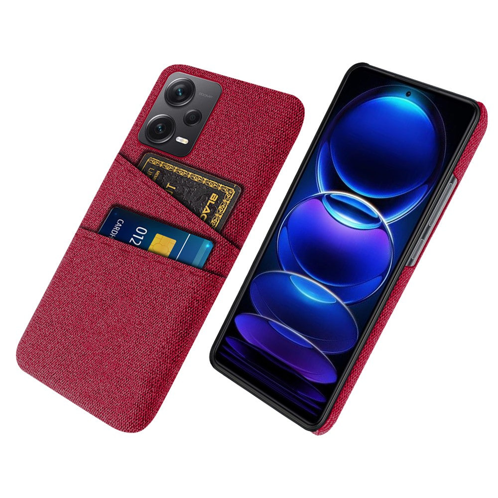 Xiaomi Redmi Note 12 Pro+ 5G Tygtextur mobil Baksida Slim-Fit Mobilmobilskyddsskal med 2 Kortplatser
