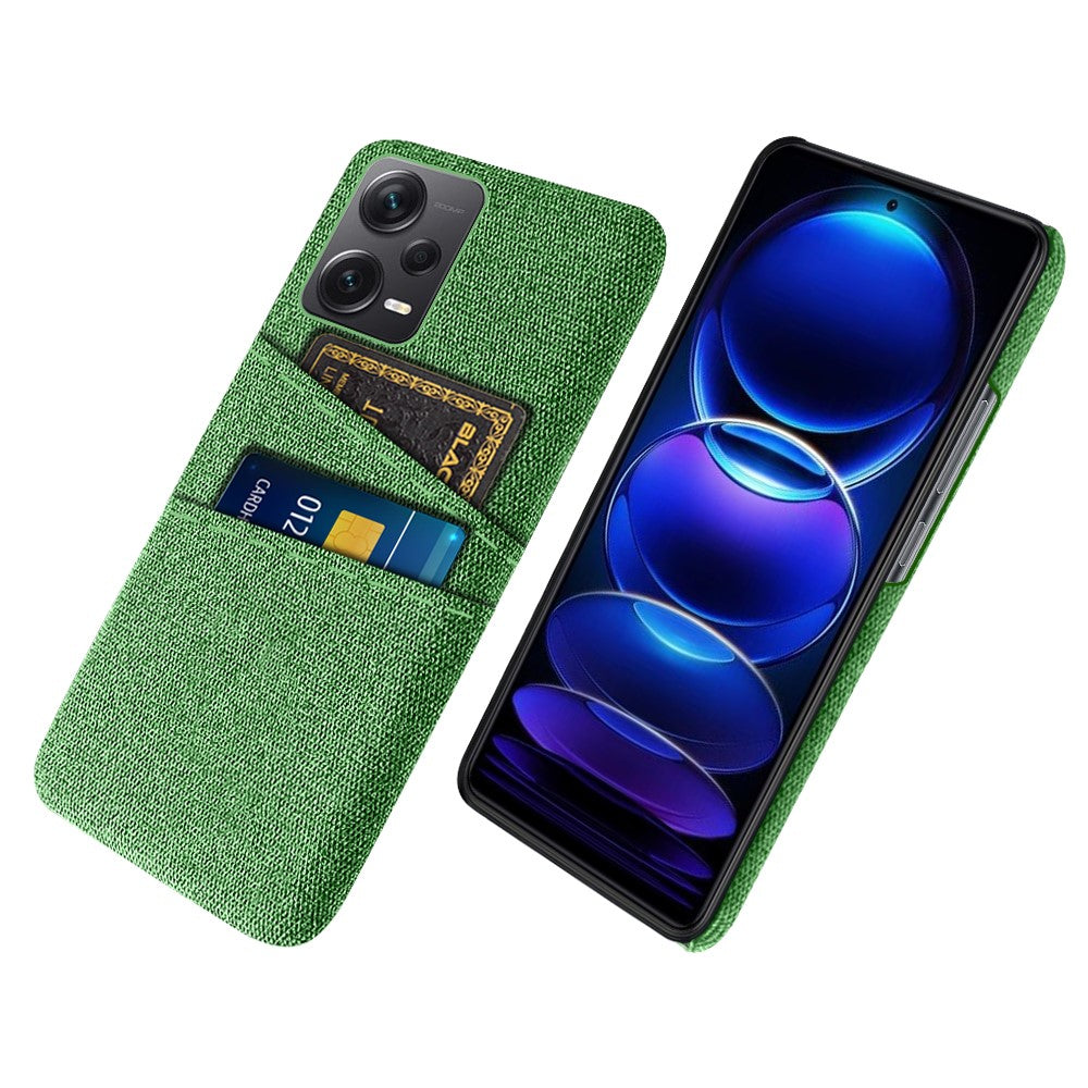 Xiaomi Redmi Note 12 Pro+ 5G Tygtextur mobil Baksida Slim-Fit Mobilmobilskyddsskal med 2 Kortplatser