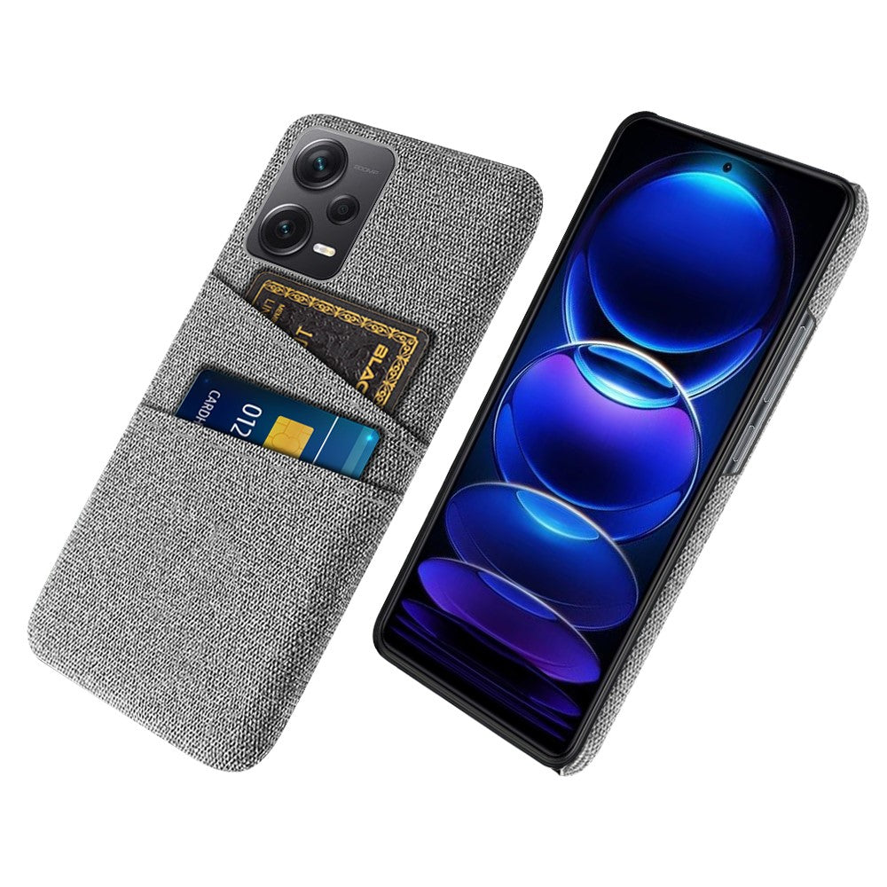 Xiaomi Redmi Note 12 Pro+ 5G Tygtextur mobil Baksida Slim-Fit Mobilmobilskyddsskal med 2 Kortplatser