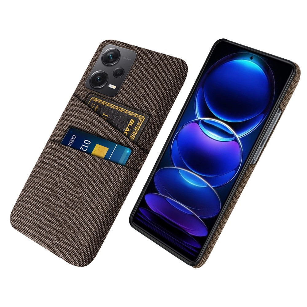 Xiaomi Redmi Note 12 Pro+ 5G Tygtextur mobil Baksida Slim-Fit Mobilmobilskyddsskal med 2 Kortplatser