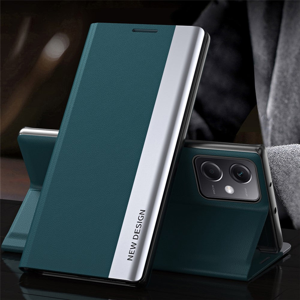 Xiaomi Poco X5 Pro 5G / Redmi Note 12 Pro Speed 5G / Note 12 Pro 5G PU-läder stativmobilskal galvaniserat smartphone-skydd