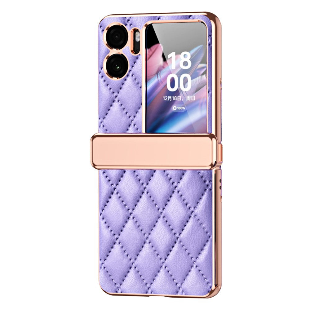 For Oppo Find N2 Flip 5G PU Leather Coated PC Anti-drop Phone Case Magnetic Hinge Cover with Small Screen Protector