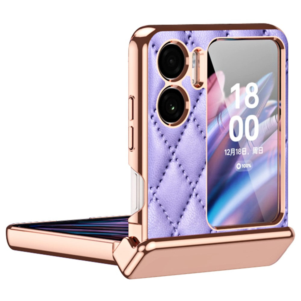 For Oppo Find N2 Flip 5G PU Leather Coated PC Anti-drop Phone Case Magnetic Hinge Cover with Small Screen Protector