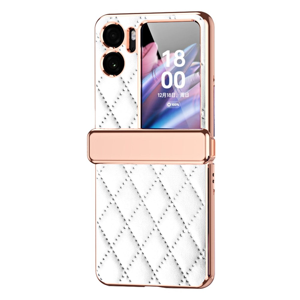 For Oppo Find N2 Flip 5G PU Leather Coated PC Anti-drop Phone Case Magnetic Hinge Cover with Small Screen Protector