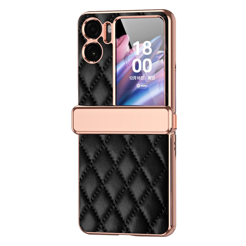 For Oppo Find N2 Flip 5G PU Leather Coated PC Anti-drop Phone Case Magnetic Hinge Cover with Small Screen Protector