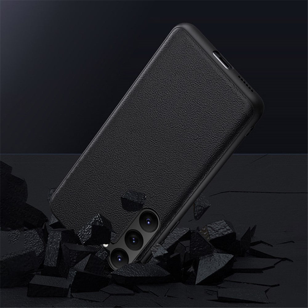 Samsung Galaxy S23+ Stötsäkert PU-läder+TPU+PC Mobilskal Anti-fingeravtrycksskal