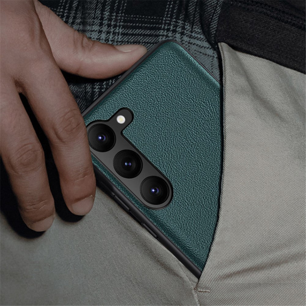 Samsung Galaxy S23+ Stötsäkert PU-läder+TPU+PC Mobilskal Anti-fingeravtrycksskal