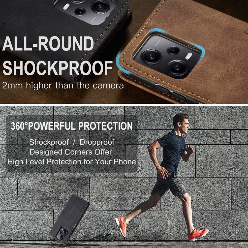 CASEME 013 Series Phone Shell for Xiaomi Redmi Note 12 Pro+ 5G PU Leather Case Wallet Stand Cover