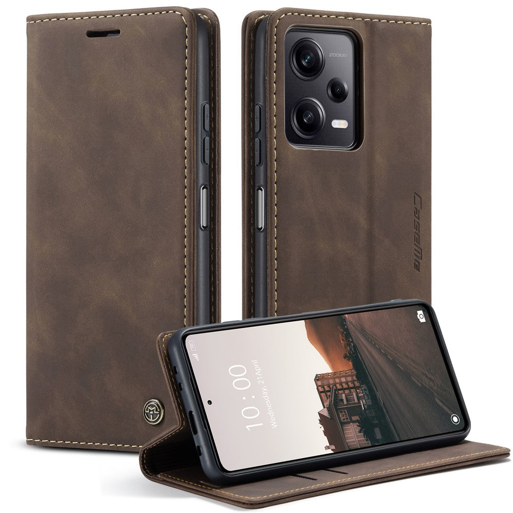 CASEME 013 Series Phone Shell for Xiaomi Redmi Note 12 Pro+ 5G PU Leather Case Wallet Stand Cover