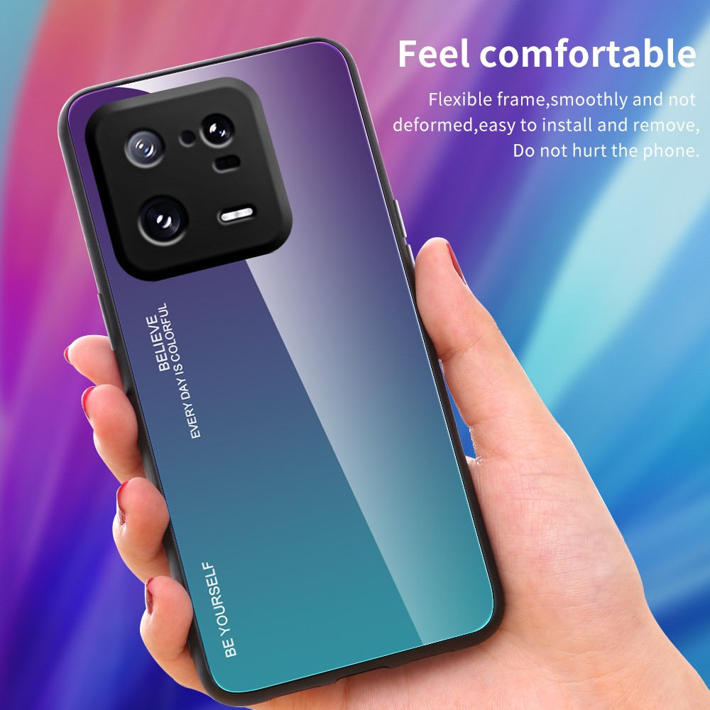 For Xiaomi 13 5G Gradient Color Tempered Glass Phone Case PC + TPU Fall Prevention Protective Cover