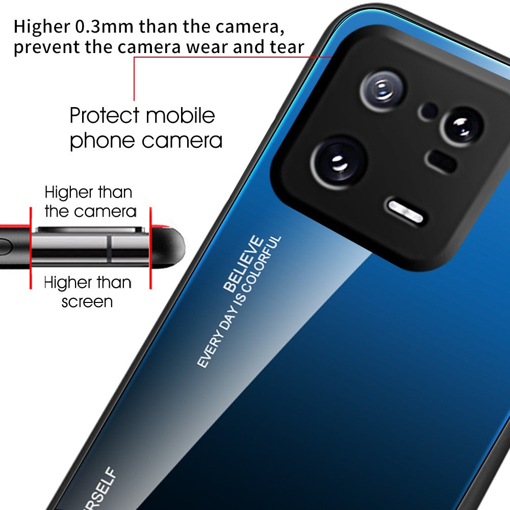 For Xiaomi 13 5G Gradient Color Tempered Glass Phone Case PC + TPU Fall Prevention Protective Cover