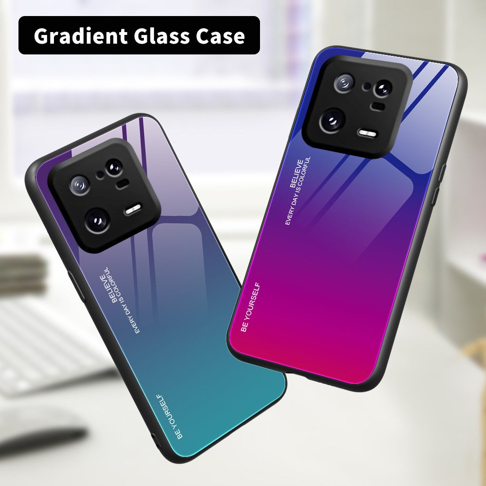 For Xiaomi 13 5G Gradient Color Tempered Glass Phone Case PC + TPU Fall Prevention Protective Cover