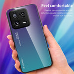 For Xiaomi 13 Pro 5G Gradient Color Phone Case Tempered Glass + PC Back TPU Bumper Design Anti-Scratch Phone Cover