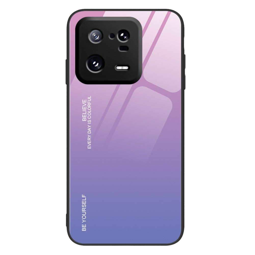 Xiaomi 13 Pro 5G Gradient Color Phone Case Härdat Glas + PC Baksida TPU Stötfångare Design Reptåligt Phone Cover