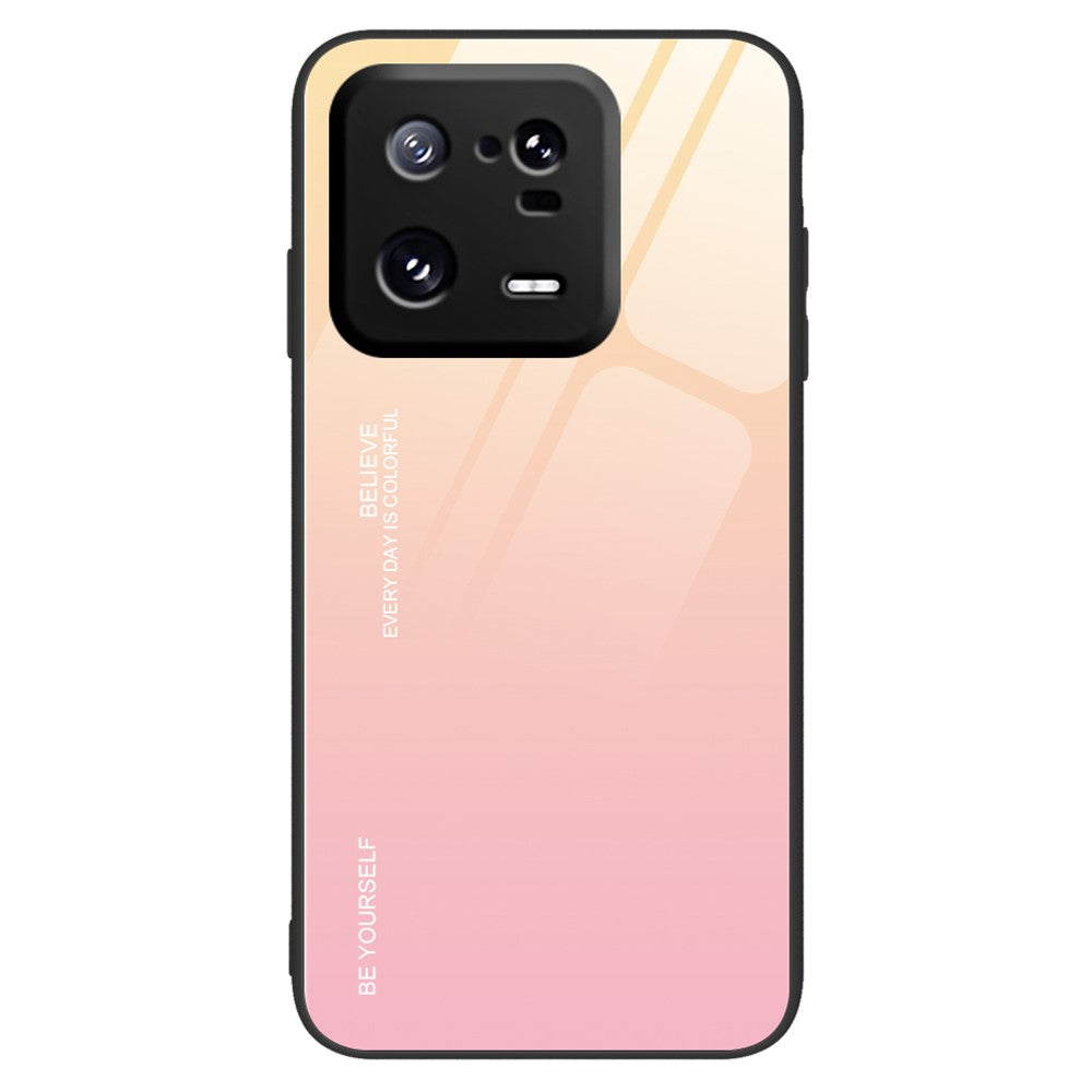 Xiaomi 13 Pro 5G Gradient Color Phone Case Härdat Glas + PC Baksida TPU Stötfångare Design Reptåligt Phone Cover