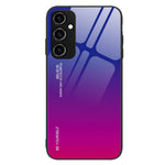 Samsung Galaxy A34 5G Gradient Color Phone Case Härdat Glas + PC + TPU Hybrid Shell Stötdämpande Fodral