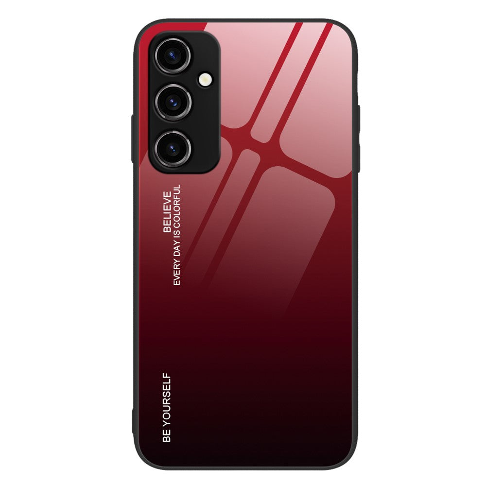 Samsung Galaxy A34 5G Gradient Color Phone Case Härdat Glas + PC + TPU Hybrid Shell Stötdämpande Fodral