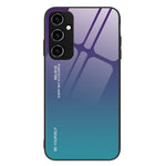 Samsung Galaxy A34 5G Gradient Color Phone Case Härdat Glas + PC + TPU Hybrid Shell Stötdämpande Fodral