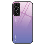 Samsung Galaxy A34 5G Gradient Color Phone Case Härdat Glas + PC + TPU Hybrid Shell Stötdämpande Fodral