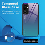 Telefoncover med gradientfarve til Samsung Galaxy A54 5G, hærdet glas + PC + TPU skridsikkert telefoncover