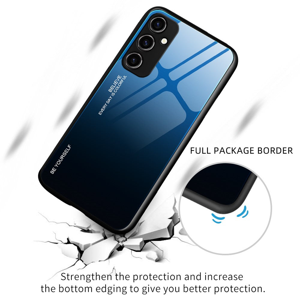 Telefoncover med gradientfarve til Samsung Galaxy A54 5G, hærdet glas + PC + TPU skridsikkert telefoncover
