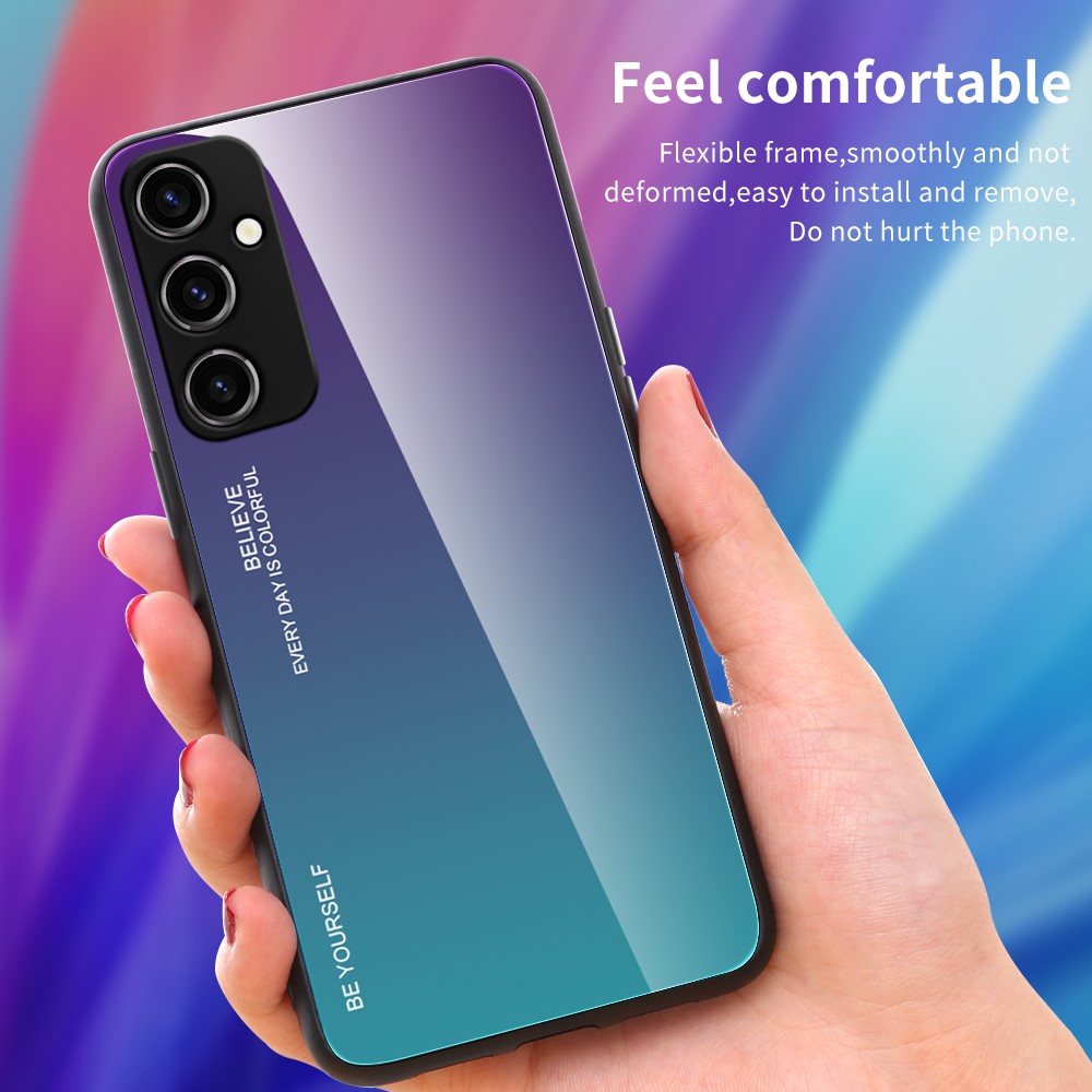 Telefoncover med gradientfarve til Samsung Galaxy A54 5G, hærdet glas + PC + TPU skridsikkert telefoncover