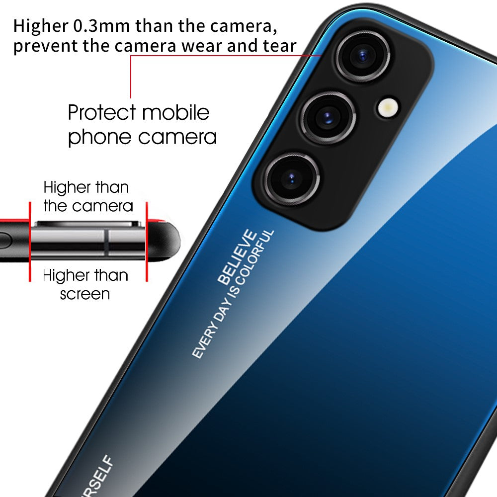 Telefoncover med gradientfarve til Samsung Galaxy A54 5G, hærdet glas + PC + TPU skridsikkert telefoncover