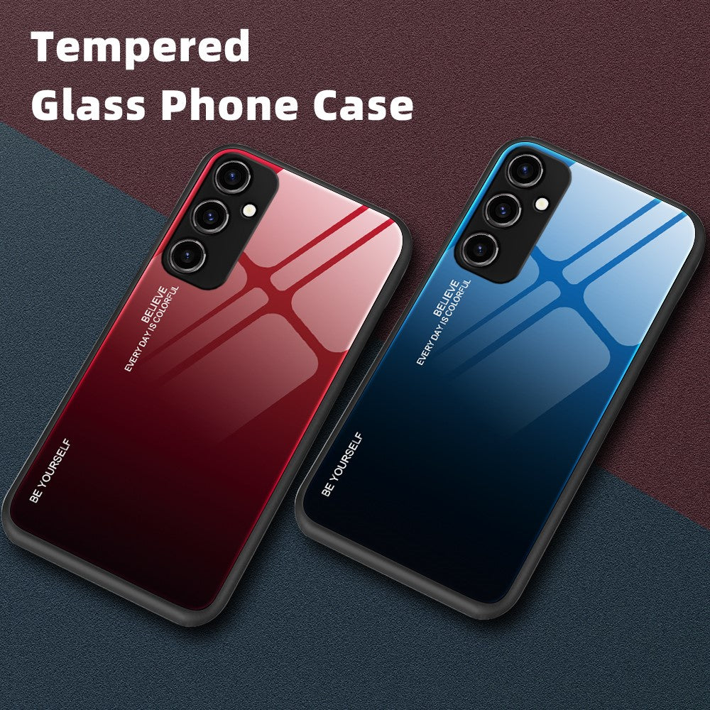 Telefoncover med gradientfarve til Samsung Galaxy A54 5G, hærdet glas + PC + TPU skridsikkert telefoncover