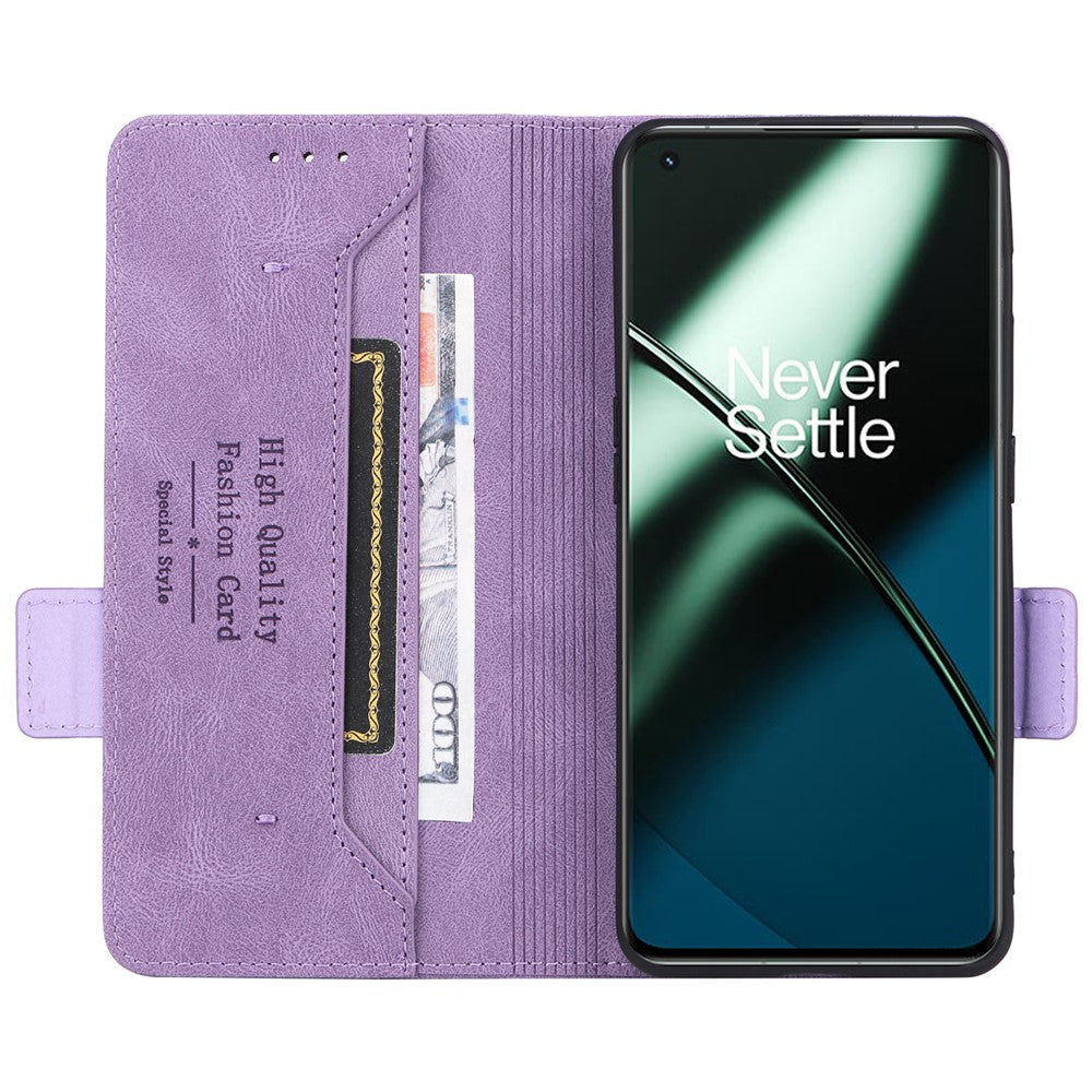 For OnePlus 11 5G Flip Cell Phone Cover Hardware Decor PU Leather Wallet Phone Case with Phone Stand Function