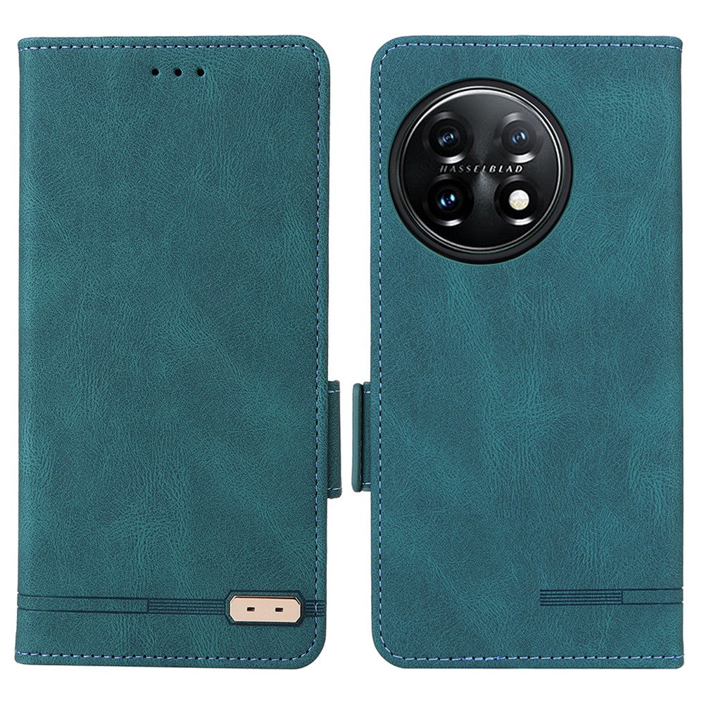 For OnePlus 11 5G Flip Cell Phone Cover Hardware Decor PU Leather Wallet Phone Case with Phone Stand Function