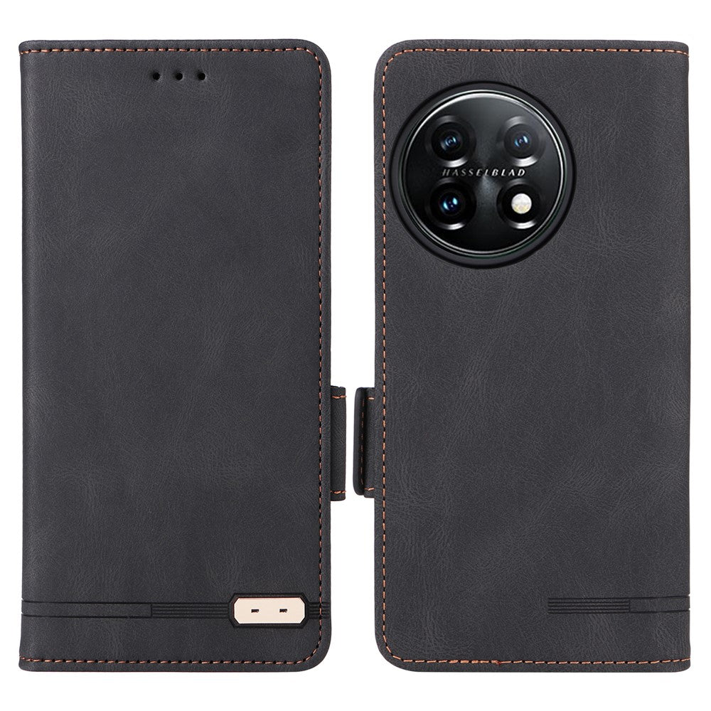 For OnePlus 11 5G Flip Cell Phone Cover Hardware Decor PU Leather Wallet Phone Case with Phone Stand Function