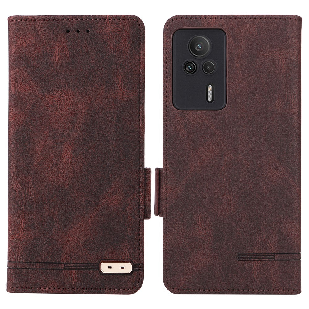 For Xiaomi Redmi K60E 5G PU Leather Wallet Phone Case Hardware Decor Stand Flip Cell Phone Cover