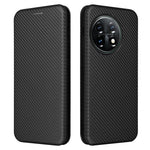 For OnePlus 11 5G PU Leather Stand Card Slots Case Carbon Fiber Texture Magnetic Auto-absorbed Folio Phone Cover