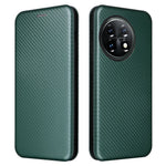 For OnePlus 11 5G PU Leather Stand Card Slots Case Carbon Fiber Texture Magnetic Auto-absorbed Folio Phone Cover