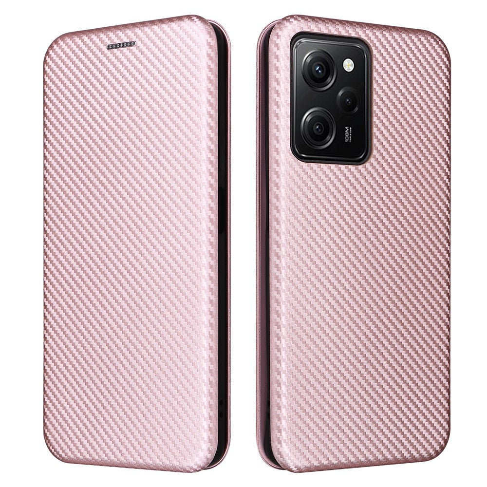 Mobilcover til Xiaomi Redmi Note 12 Pro Speed 5G / Note 12 Pro 5G / Poco X5 Pro 5G i PU-læder med kolfibertekstur, stativ og kortholder