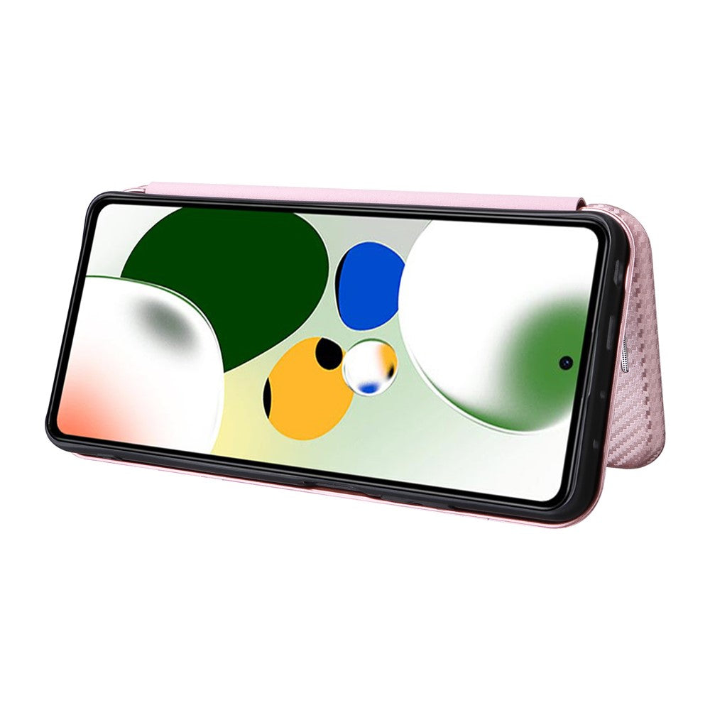 Mobilcover til Xiaomi Redmi Note 12 Pro Speed 5G / Note 12 Pro 5G / Poco X5 Pro 5G i PU-læder med kolfibertekstur, stativ og kortholder