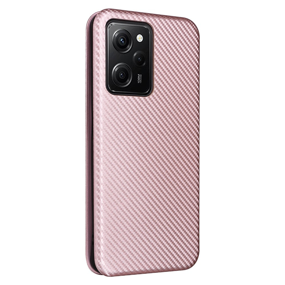 Mobilcover til Xiaomi Redmi Note 12 Pro Speed 5G / Note 12 Pro 5G / Poco X5 Pro 5G i PU-læder med kolfibertekstur, stativ og kortholder
